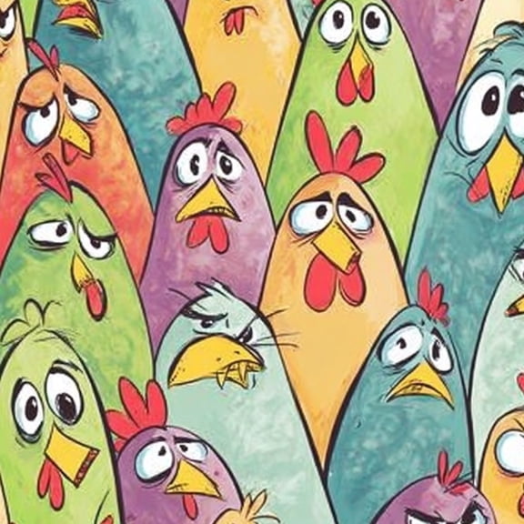 Animal Peel and Stick Wallpaper 23.6in x 9.8ft Colorful Cartoon Chickens Expressive Faces Playful Contact Paper Vinyl Waterproof Self Adhesive Wall Paper for Bedroom Shelf Cabinet Renter Friendly
