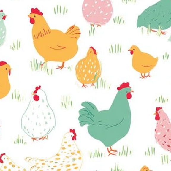Animal Peel and Stick Wallpaper 23.6in x 9.8ft Colorful Chicken Playful Hens Pastel Shades Contact Paper Vinyl Waterproof Self Adhesive Wall Paper for Bedroom Shelf Cabinet Renter Friendly