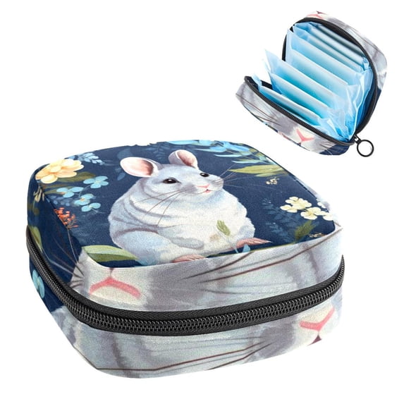 Animal Period Pouch Pad Bag Zipper Canvas Pouch with Zipper for Sanitary Napkins - Made of Velvet, Sponge, and Oxford Cloth - 4.7x6.6x6.6 in