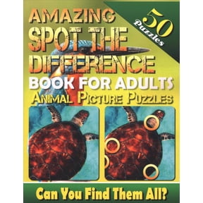Amazing Spot the Difference Book for Adults: Animal Picture Puzzles (50 Puzzles): Can You Find All the Differences? (Vol