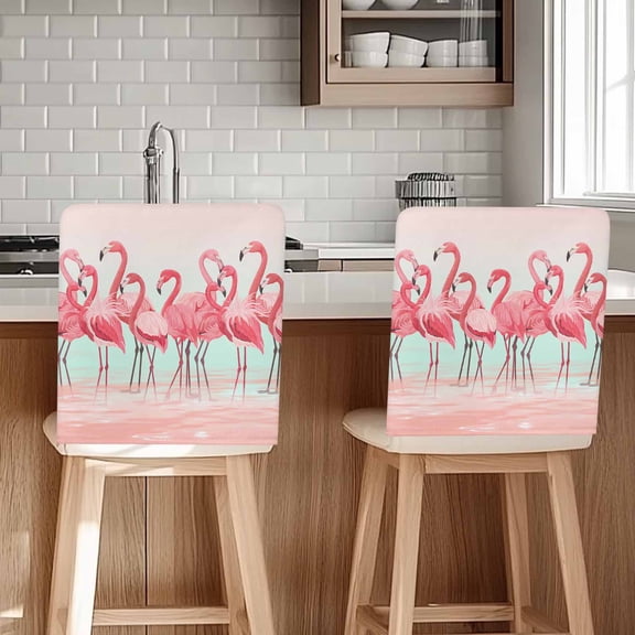 Animal Pink Flamingo Chair Covers Set of 1 Art Deco Pink Ripples Gradient Chair Back Covers Stretch Removable Washable Chairs Slipcovers Chair Protector for Dining Room Kitchen Party Decor