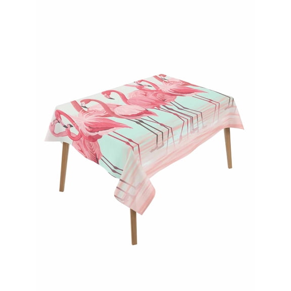 Animal Pink Flamingo Table Cloth 52x70 Inch Rectangle, Art Deco Pink Ripples Gradient Waterproof Tablecloth Washable Table Cover for Party Picnic Dinner Decor