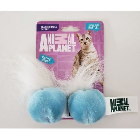 Animal Planet Feather Ball Rattle Cat Toy 2-Pack 2"