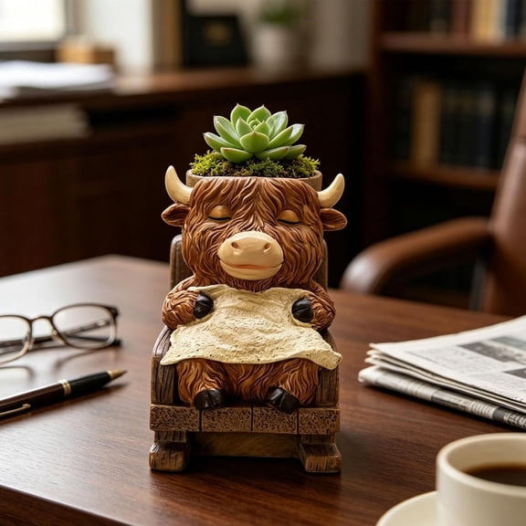 Animal Planter Pots Resin Succulent Pot Rocking Chair Design Frog Highland Cow Desk Decor