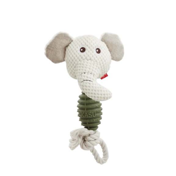 Animal Plush Dog Toy - Spiky Rubber Center,Squeaky Bear/Frog/Elephant Shapes,Interactive Teether with Durable Rope Knot for Power Chewers