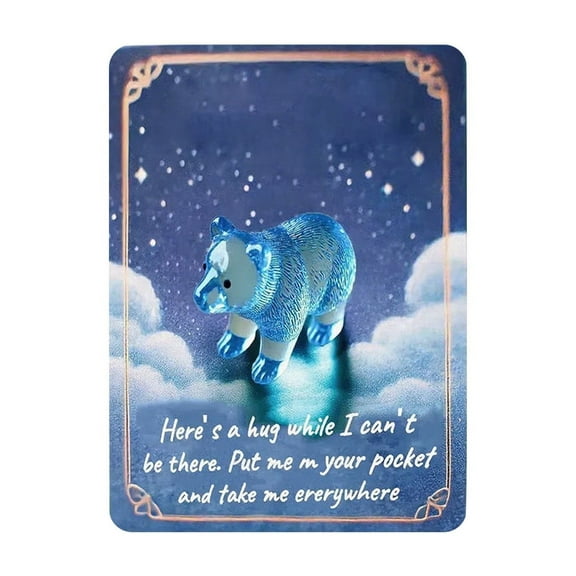 Animal Pocket Hug Gifts, Mini Resin Animal Hug Token with Card, Inspirational Comfort Keepsake, Cute Pocket Hug for Kids & Adults, Thoughtful Gift for Birthday or Thanksgiving (Polar bear)