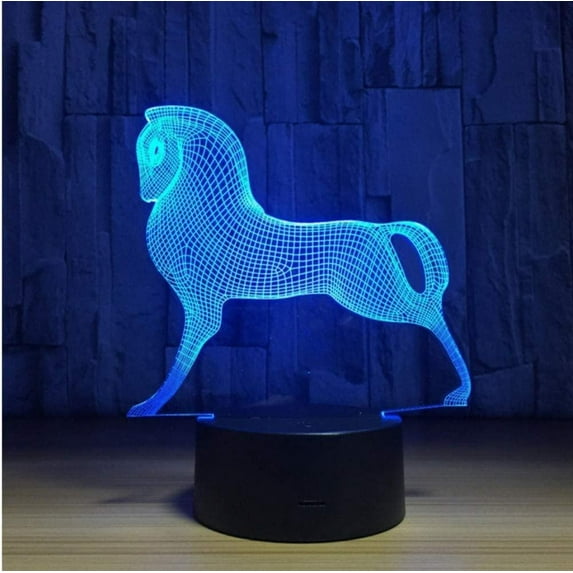 Animal Pony Toys 3D Illusion Night Light Smart Touch Lamp, Creative RGB Led, Christmas Birthday Decorations Gifts for Boys and Girls, Pony Party Decor, 16 Colors