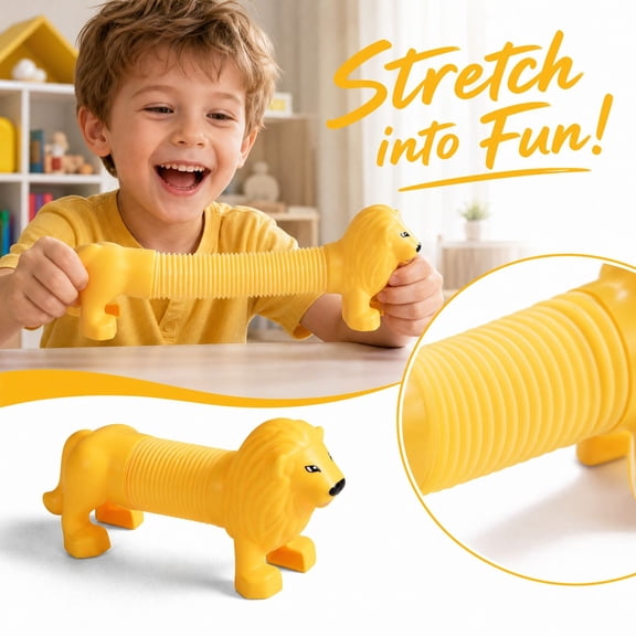 Animal Pop Tubes Fidget Toys Cartoon Animal Sensory Toy Improve Concentration Toy For Travel And Home Play Treasure Chest Toy For Preschool Kids Ages 3 Plus,C