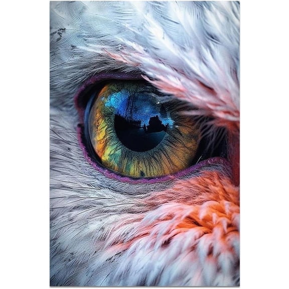 Animal Poster Deep Eyes With Long Eyelashes Abstract Canvas Wall Art Painting Picture Print Dorm Apartment Bathroom Farmhouse Modern Artwork Gifts 12"X18" No Frame - Colorful Owl Eye