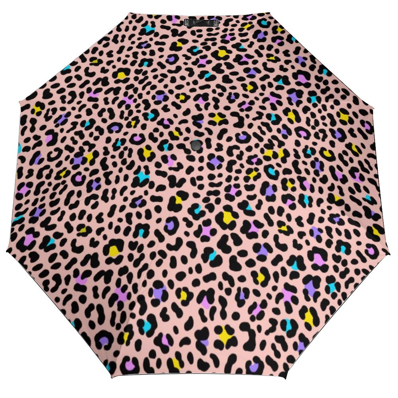 Animal Print 3 Fold Auto Umbrella Tiger Stripe Portable Umbrella Sun and Rain Black Coat ...