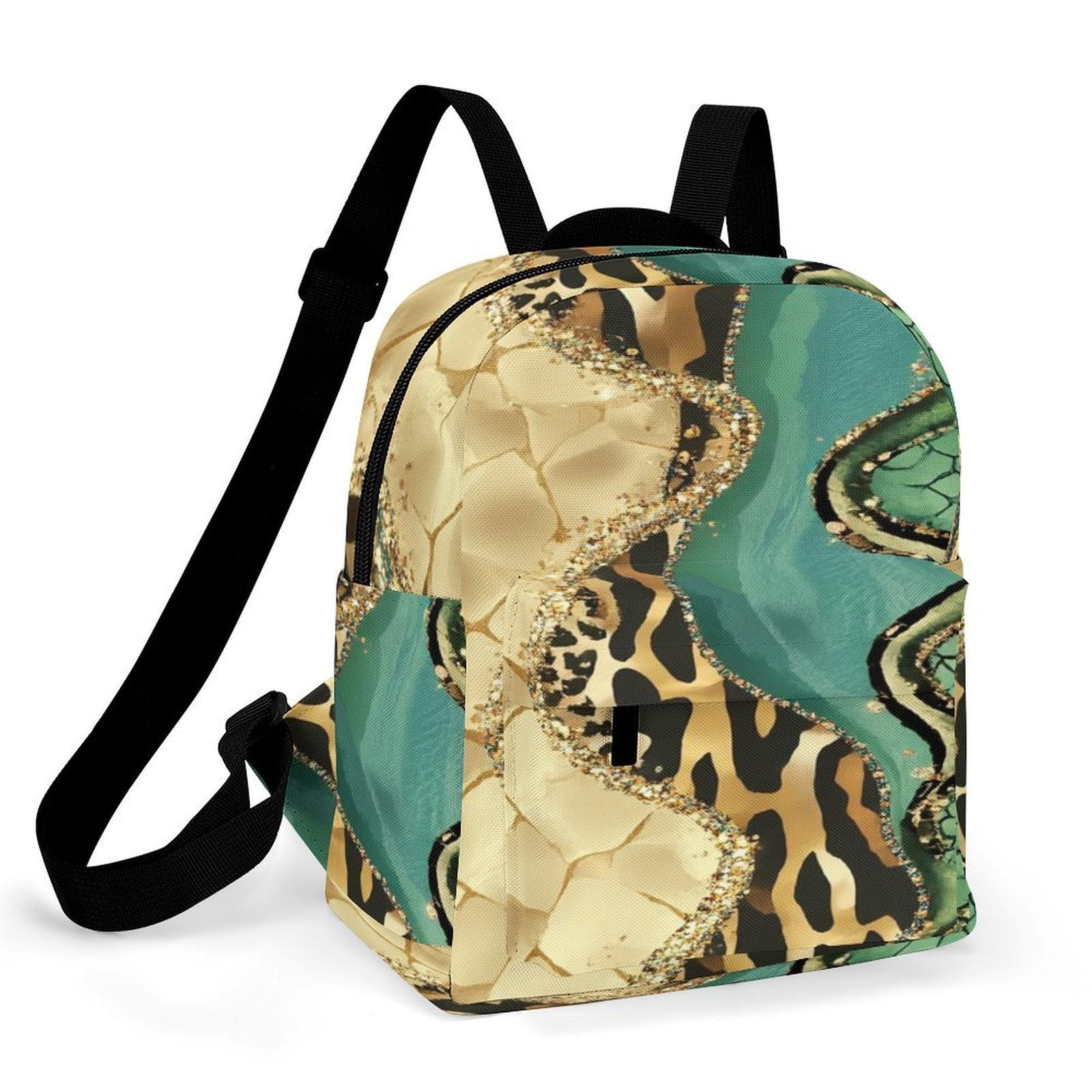 Animal Print Agate Gold Green Glam Small Backpack Cute Mini Backpacks ...