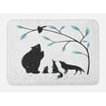 thumbnail image 1 of Animal Print Bath Mat, Design Forest Fauna Bear Crow Fox Wolf Rabbit, Plush Bathroom Decor Mat with Non Slip Backing, 29.5" X 17.5", Charcoal Grey Slate Blue, by Ambesonne, 1 of 2