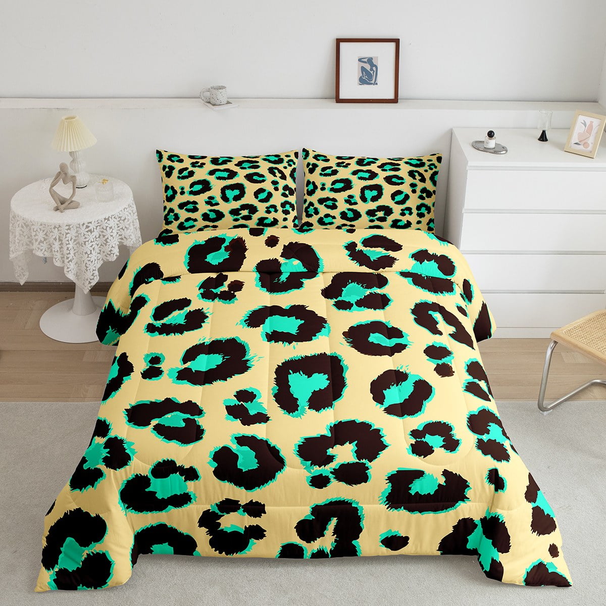 Animal Print Bedding Set Twin Cheetah Print Comforter Set, Leopard