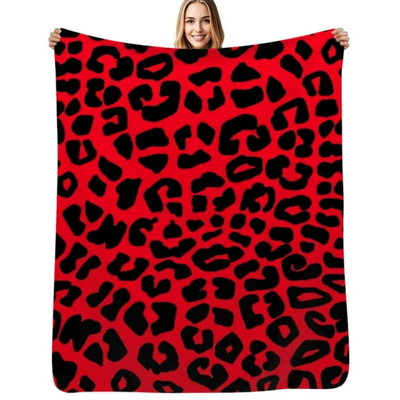Animal Print Black Red Leopard Spots Flannel Blanket Warm Soft Bedding Throws Winter Camping Chair Sofa Bed