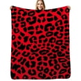 thumbnail image 1 of Animal Print Black Red Leopard Spots Soft Blanket Travel Bedding Throws Flannel Bedspread Sofa Bed Cover, 1 of 6