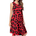 thumbnail image 1 of Animal Print Black Red Leopard Spots Spring Summer Dresses for Women Fashion T-shirt Dress Casual Sleeveless Loose Sundress with Pockets, 1 of 5