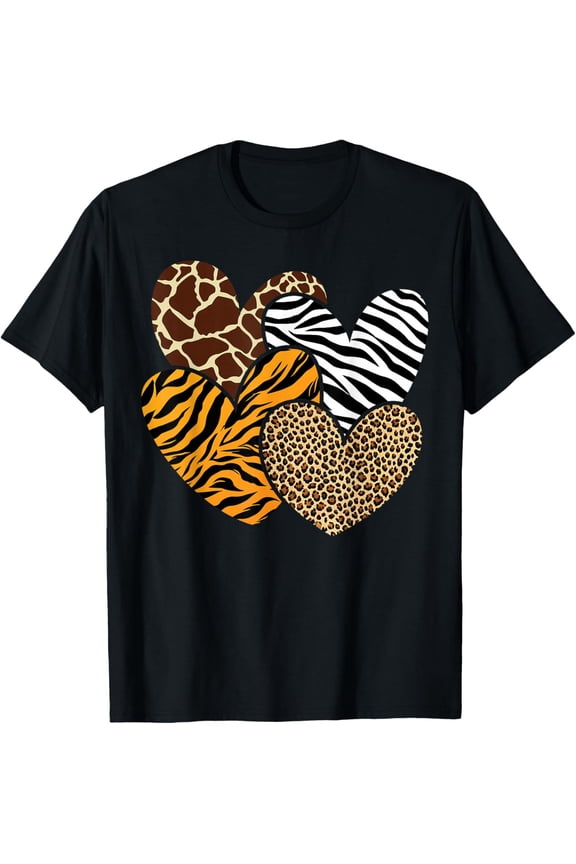 Animal Print Clothes Cheetah Leo.Pard Heart Shirt BLACK Unisex S-5XL Hot Trending Shirt