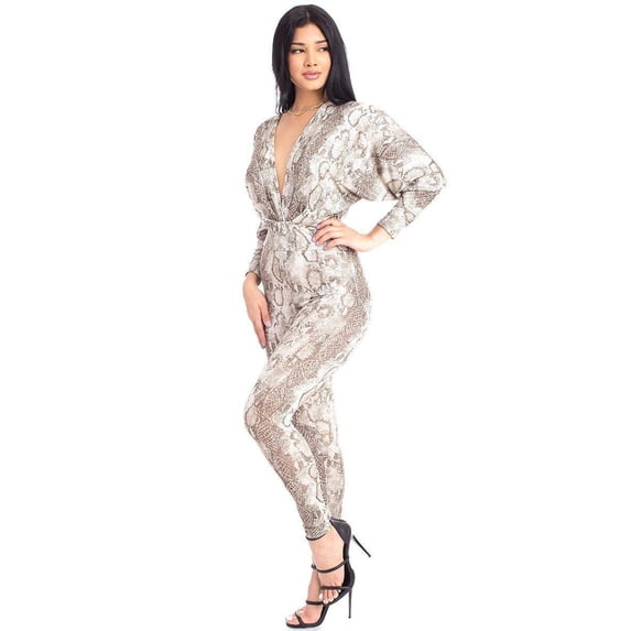 Animal Print Dolman Sleeve Jumpsuits
