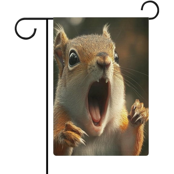 Animal Print Double Sided Welcome Garden Flag 12 x 18 Inch Screaming Squirrel Design for Outdoor Farmhouse Yard Seasonal Home Decor
