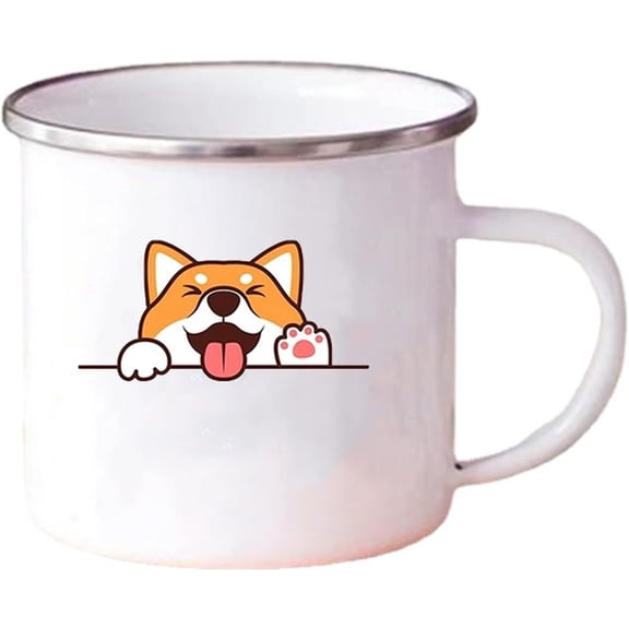 Animal Print Enamel Cups Coffee Drink Milk Cup Retro Mugs Handle Drinkware Diy Personalized Kids Gift L