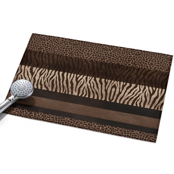 Animal Print Entryway Rug 2x3ft Washable Non Slip Bathroom Rug Low Pile Indoor Floor Front Door Mat Abstract Leopard Zebra Skin Texture Brown Rectangle Area Rugs Carpet for Kitchen Office Dining Room