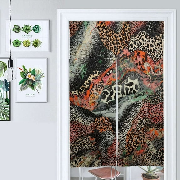 Animal Print Fabric Vibrant Door Curtain Nordic Living Room DoorCurtain Porch Partition Curtain Kitchen Rative Half Curtain