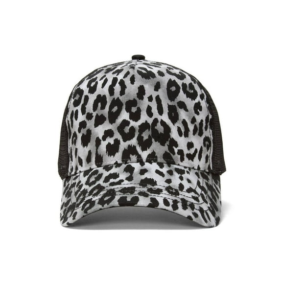Animal Print Fashion Trucker Cap - Silver Cheetah Print