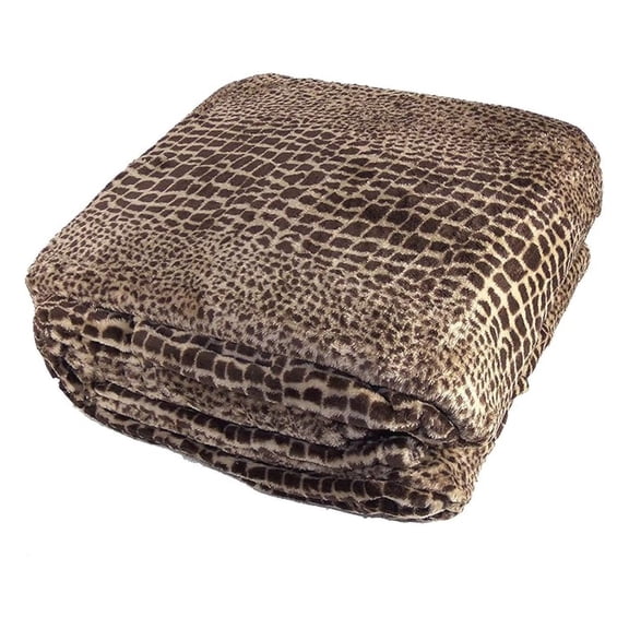 Animal Print Flannel Fleece Blanket - Home Soft Things Twin Size, 60x90", Lightweight Soft Throw for Bed, Couch, Travel - Chocolate White