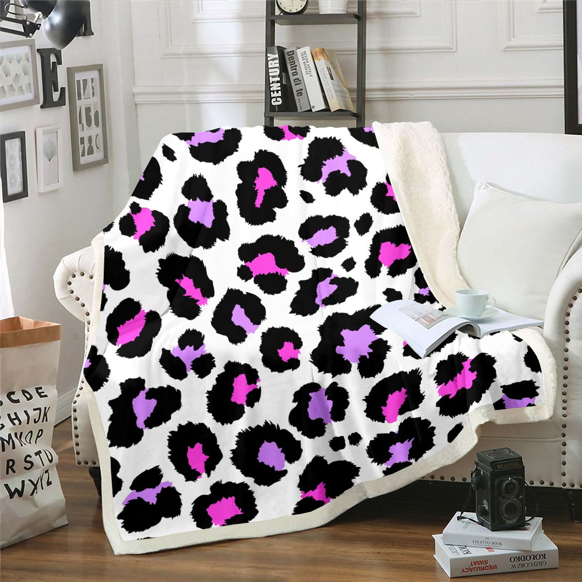Animal Print Fleece Blanket Leopard Print Sherpa Blanket, African