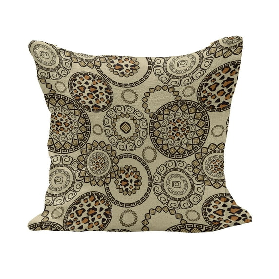 Animal Print Fluffy Throw Pillow Cushion Cover, Safari Pattern Cheetah Skin Print Fauna Theme in Neutral Colors, Decorative Square Accent Pillow Case, 24" x 24", Brown Beige, by Ambesonne
