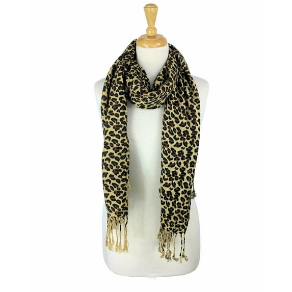 Animal Print Fringed Shoulder Pashmina Wrap Scarf