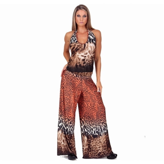 Animal Print Halter-top Jumpsuit 153509