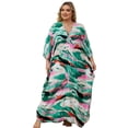 thumbnail image 1 of Animal Print Kaftan Dresses for Women Plus Size Caftan Loungewear Beach Party Casual Dress Oversized Vacation Tunic Striped V-Neck Night Gown, 1 of 10