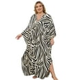 thumbnail image 1 of Animal Print Kaftan Dresses for Women Plus Size Caftan Loungewear Beach Party Casual Dress Oversized Vacation Tunic Striped V-Neck Night Gown, 1 of 1