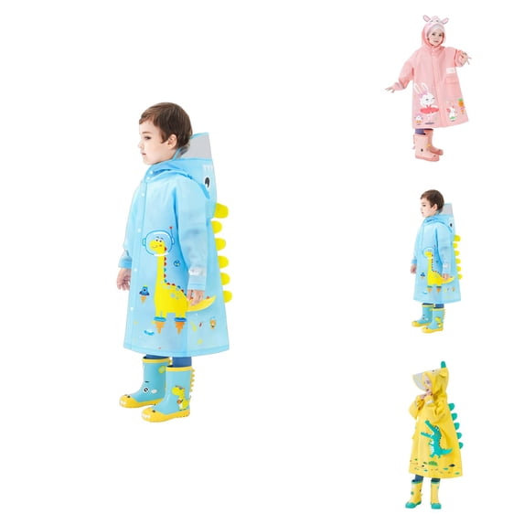Animal Print Kids Raincoat with Backpack Space, Waterproof Hooded School Rain Jacket for Boys & Girls, Walking, Travel & Outdoor Activities