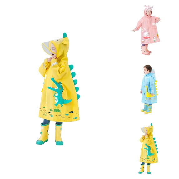 Animal Print Kids Raincoat with Backpack Space, Waterproof Hooded School Rain Jacket for Boys & Girls, Walking, Travel & Outdoor Activities