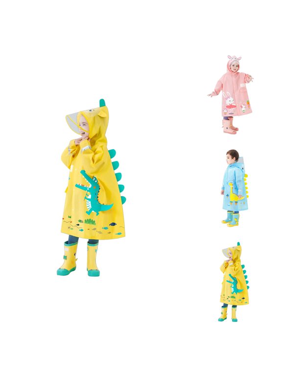 Animal Print Kids Raincoat with Backpack Space, Waterproof Hooded School Rain Jacket for Boys & Girls, Walking, Travel & Outdoor Activities