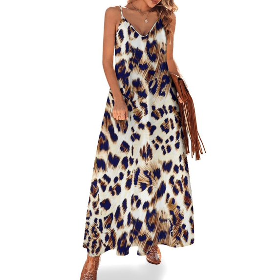 Animal Print, Leopard Texture Sleeveless Dress Women's Evening Dress Womans Clothing