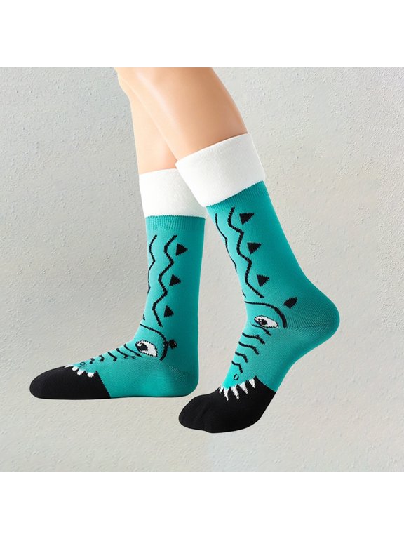 Animal Print Non-Slip Floor Socks for Adults,Plush Fleece Lined Winter Grip Socks,Thermal Anti-Skid House Socks with Animal Designs,Cozy Indoor Outdoor Slip-Resistant Socks for Women and Men - Green