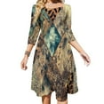 thumbnail image 1 of Animal Print Patchwork Art Flare Dress Square Neck Dress Elegant Female Fashion Printed Dress, 1 of 9