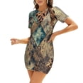 thumbnail image 1 of Animal Print Patchwork Art Summer Dresses For Women Dress Short Sleeves Dress, 1 of 9