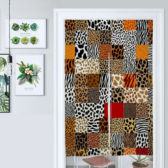Animal Print Patchwork Vibrant Door Curtain Nordic Living Room DoorCurtain Porch Partition Curtain Kitchen Rative Half Curtain