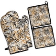 thumbnail image 1 of Animal Print Pattern Kitchen Oven Mitt and Pot Holder Sets 4 Pcs for Baking, Cooking and Grilling, Heat Resistant Up To 392 °F, 1 of 7