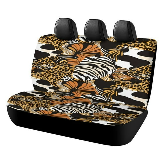 Animal Print Patterns Printed Universal Back Bench Car Seat Cover Pack of 2 Rear Seat Covers for for Most Cars,Trucks,SUVs Or Van