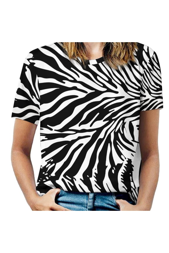 Animal Print Patterns T Shirts Basic T-Shirt Short Sleeve Ladies Tee Shirt Summer Graphic Clothing