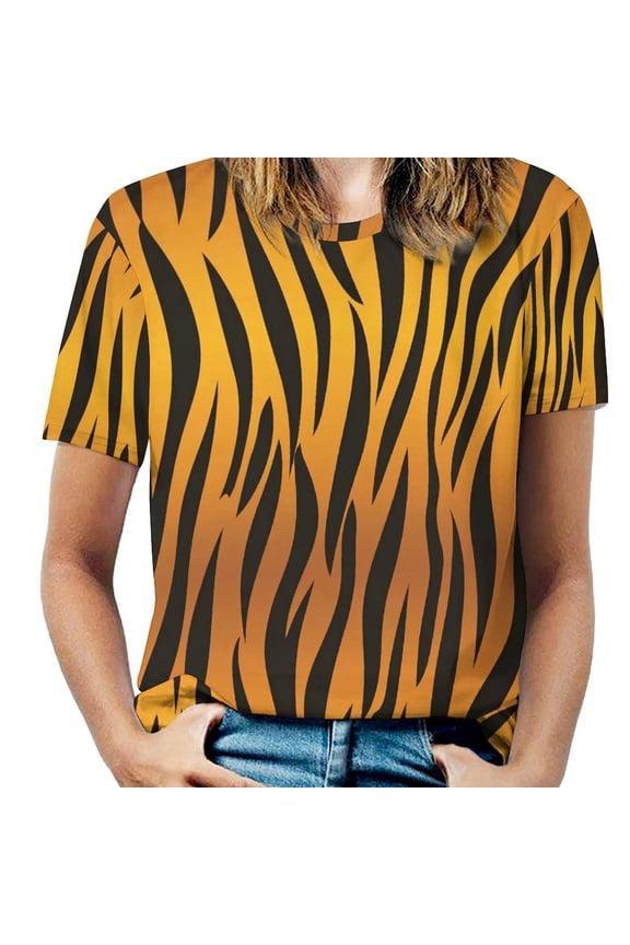 Animal Print Patterns T Shirts Basic T-Shirt Short Sleeve Ladies Tee Shirt Summer Graphic Clothing