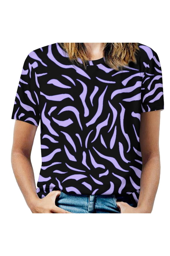 Animal Print Patterns T Shirts Basic T-Shirt Short Sleeve Ladies Tee Shirt Summer Graphic Clothing