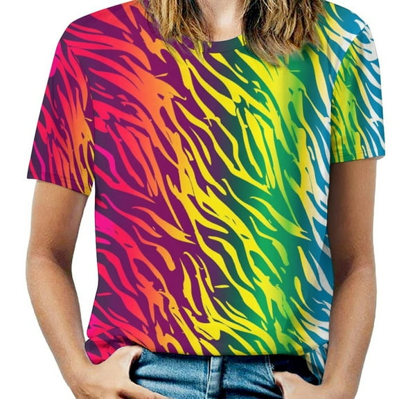 Animal Print Patterns T Shirts Basic T-Shirt Short Sleeve Ladies Tee Shirt Summer Graphic Clothing