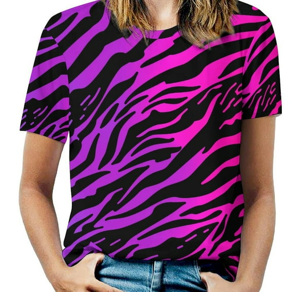 Animal Print Patterns Women's Short Sleeve T-Shirt Crew Neck Casual Summer Trendy Loose Fit Tops