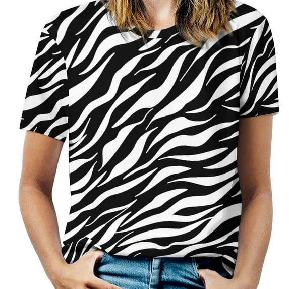 Animal Print Patterns Women's Short Sleeve T-Shirt Crew Neck Casual Summer Trendy Loose Fit Tops